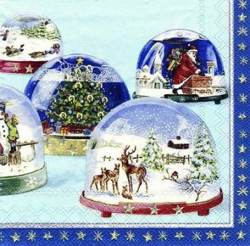 s7818 - Snow Globes - light blue - Servietten - Packung - 20 Stück