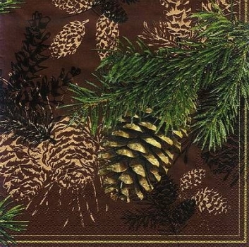 s7821 - Fir Cone - brown - Napkins - Package - 20 pcs..