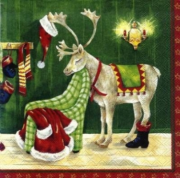 s7825 - Sleepy Reindeer - Servietten - Packung - 20 Stück
