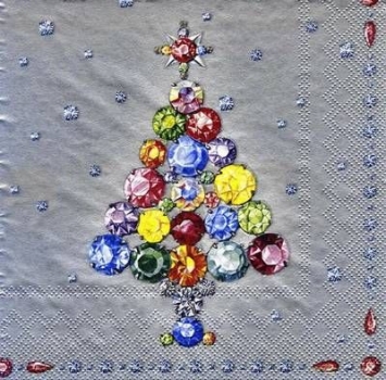 s7831 - Twinkling Trees - silver - Servietten - Packung - 20 Stück