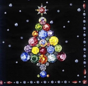 s7849 - Twinkling Trees - black - Servietten - Packung - 20 Stück