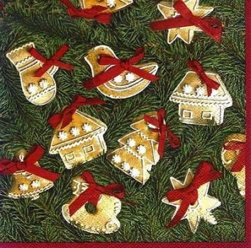 s7871 - Gingerbread Ornaments - Servietten - Packung - 20 Stück