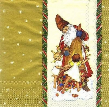 s7875 - Santas Surprise - gold - Servietten - Packung - 20 Stück