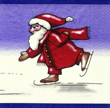 s7911 - Schlittschuh-Nikolaus - Servietten - Packung - 20 Stück