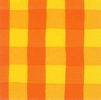 s7922 - Karo - orange/gelb - Servietten - Packung - 20 Stück