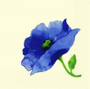 s7929 - Mohnblumen - blau - Napkins - Package - 20 pcs.