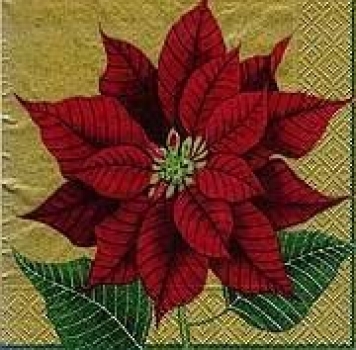 s8111 - Karen's Poinsettias Gold - Servietten - Packung - 20 Stück