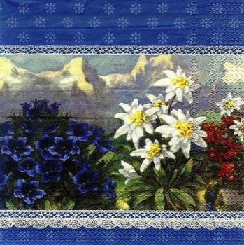 s8347 - Alpenglühen - blue - Servietten - Packung - 20 Stück