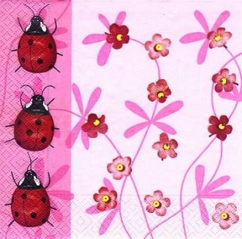 s8429 - Blossoms and Ladybird - Servietten - Packung - 20 Stück