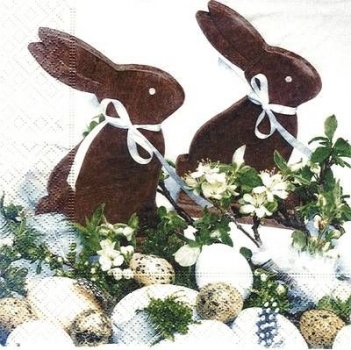 s8431 - Wooden Rabbits - Servietten - Packung - 20 Stück