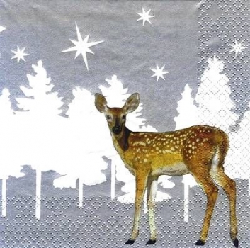 s8457 - Bambi  Zauberwald - silber - Napkins - Package - 20 pcs.