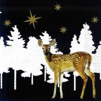 s8462 - Bambi Zauberwald - schwarz - Servietten - Packung - 20 Stück