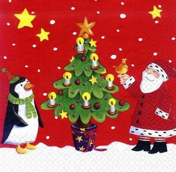 s8469 - Weihnachtsfreunde - rot - Servietten - Packung - 20 Stück