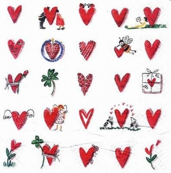 s8520 - Multi Hearts - Servietten - Packung - 20 Stück.