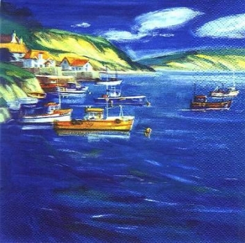 s8706 - Boats in Fjord - Servietten - Packung - 20 Stück