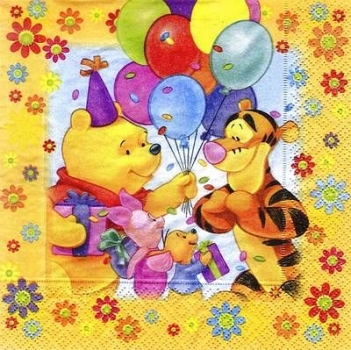 s8717 – Winnie Pooh feiert – Servietten – 33 x 33 cm - Packung – 20 Stück