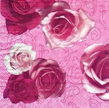 s8746 - Say it with Roses - pink - Napkins - Package - 20 pcs.