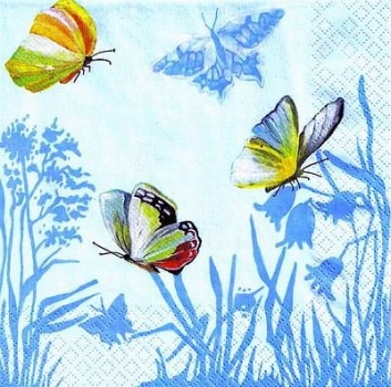 s8775 - Schmetterlingstanz - blau - Servietten - Packung - 20 Stück