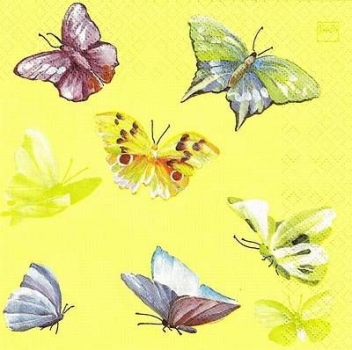s8776 - Schmetterlingstanz - gelb - Napkins - Package - 20 pcs.