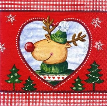 s8808 - Smiling Reindeer - Servietten - Packung - 20 Stück