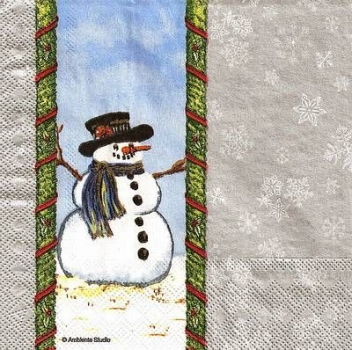 s8963 - Laughing Snowman - silver - Servietten - Packung - 20 Stück