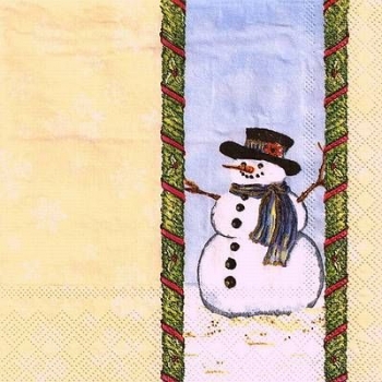 s8964 - Laughing Snowman - creme - Servietten - Packung - 20 Stück