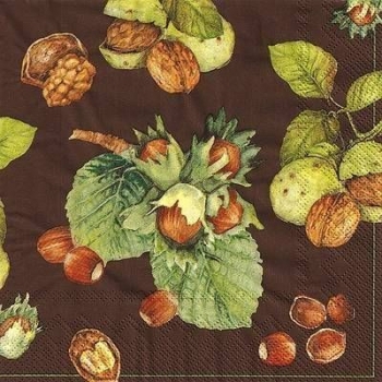 s9030 - Nuts - brown - Servietten - Packung - 20 Stück