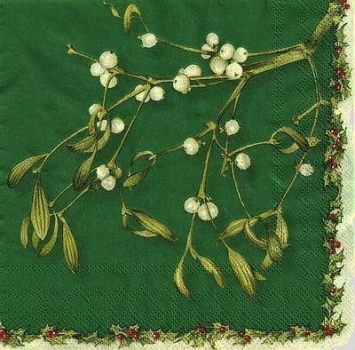 s9038 - Mistletoe - green - Servietten - Packung - 20 Stück