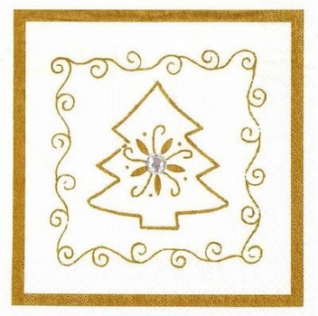 s9109 - Goldsterne/Tannenbaum - Servietten - Packung - 20 Stück
