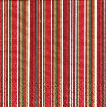 s9116 - Streifen - rot/grün/beige - Servietten - Packung - 20 Stück
