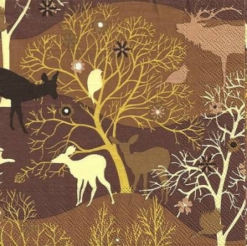 s9122 - Enchanted  Forest - dark brown - Napkins - Package - 20 pcs.