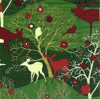 s9135 - Enchantedt Forest - dark green - Napkins - Package - 20 pcs.