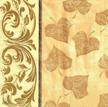 s9190 - Leaves of Autumn - beige - Servietten - Packung - 20 Stück