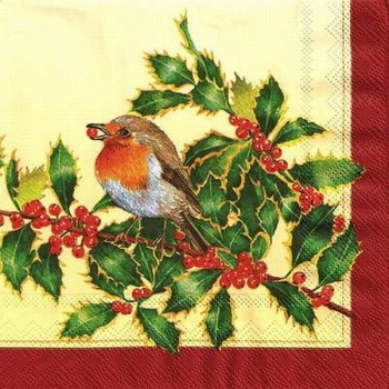 s9353 - Red Bird - creme-red - Servietten - Packung - 20 Stück