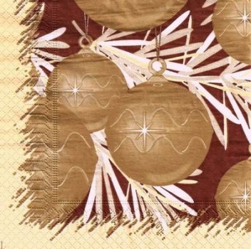 s9496 - Weihnachtskugeln - gold - Servietten - Packung - 20 Stück