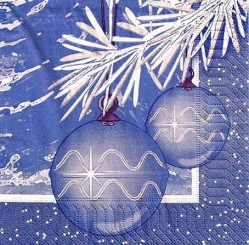 s9498 - Weihnachtskugeln - blau - Servietten - Packung - 20 Stück