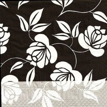 s9501 - Rosen - schwarz/weiß - red gold - Napkins - Package - 20 pcs..