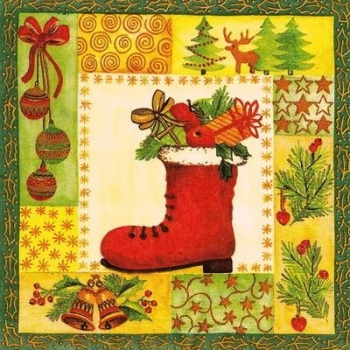s9586 - Weihnachtsstiefel - Servietten - Packung - 40 Stück
