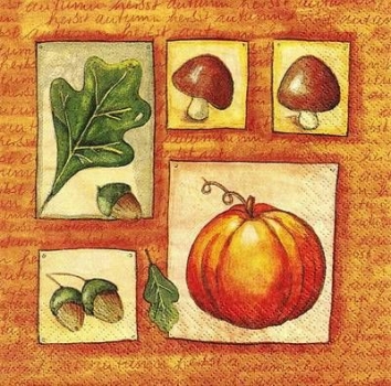 s9597 - Autumn Collage - deep orange - Servietten - Packung - 20 Stück