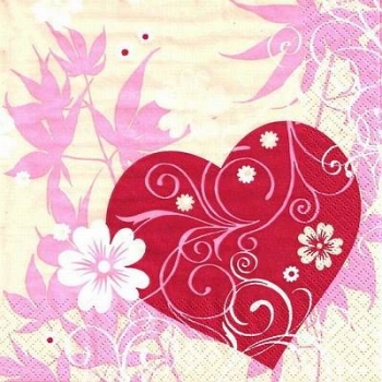 s9605 - With all my Heart - ivory - Servietten - Packung - 20 Stück.