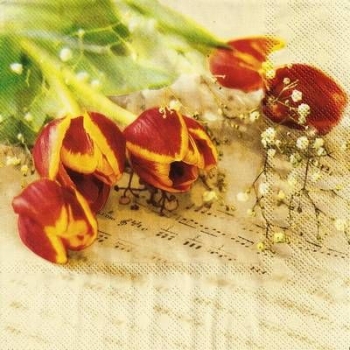 s9764 - Musical Flowers - Servietten - Packung - 20 Stück.
