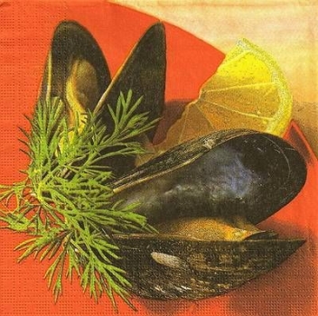 s9794 - Fresh Mussels - Servietten - Packung - 20 Stück
