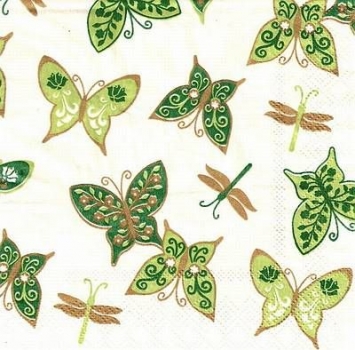 s9934 – Schmetterling grün/gold - Servietten - Packung - 20 Stück