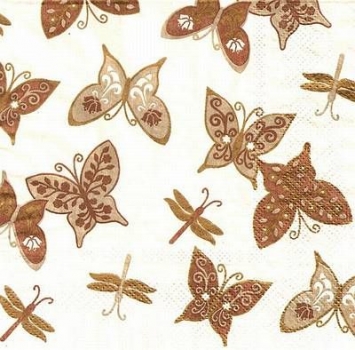s9936 – Schmetterling nougat/gold - Servietten - Packung - 20 Stück