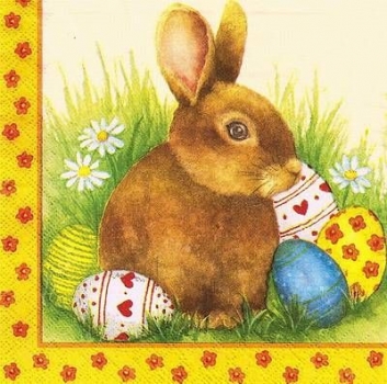 s9938 - Hase mit Ostereiern - Servietten - Packung - 40 Stück