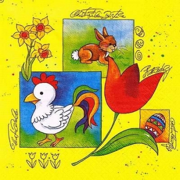 s9954 - Rooster and Rabbit - Servietten - Packung - 20 Stück