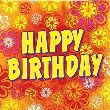 s9988 - Happy Birthday Flowers - Servietten - Packung - 20 Stück.