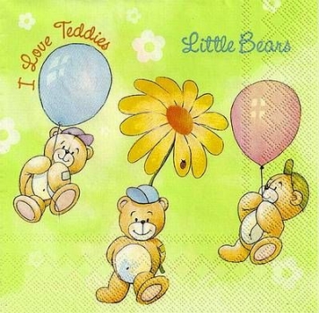 s9z10348 - Little Bears - hellgrün - Servietten - Packung - 20 Stück