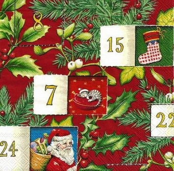 s9z10439 - Advent Calender - red - Servietten - Packung - 20 Stück.