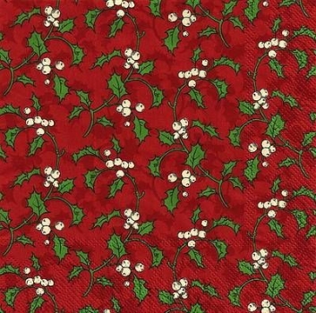 s9z10452 - Vintage Holly - red/green - Servietten - Packung - 20 Stück.